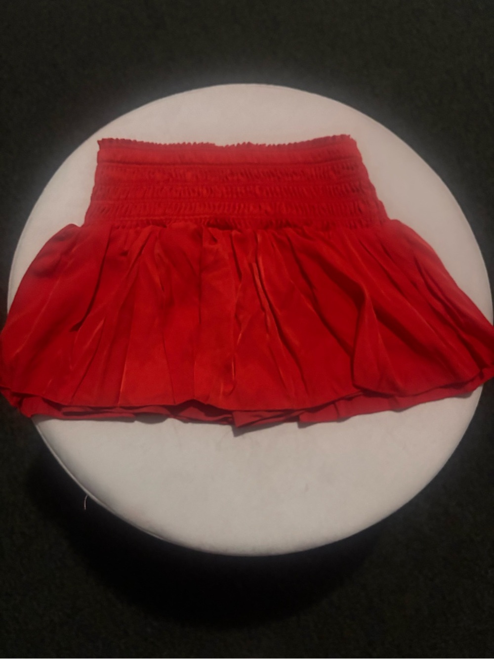 Red Smocked Waist Mini Skirt with shorts